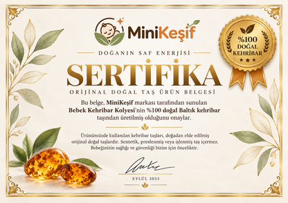 %100 Doğal Sertifikalı Bebek Kehribar Kolyesi